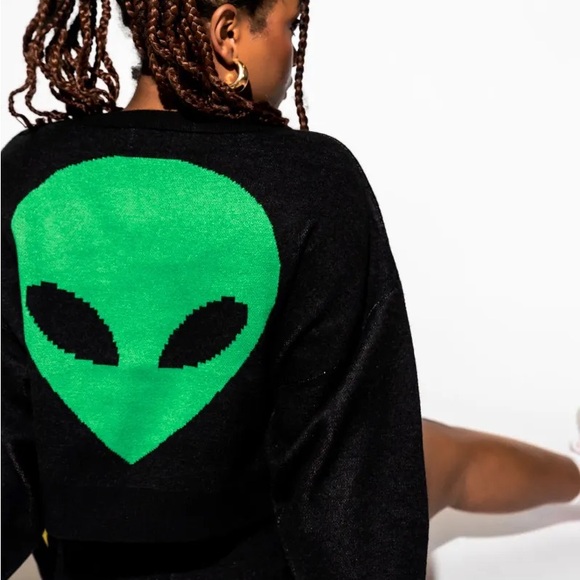 Dressed in Lala Take Me To Your Leader Alien Sweater - Picture 2 of 4